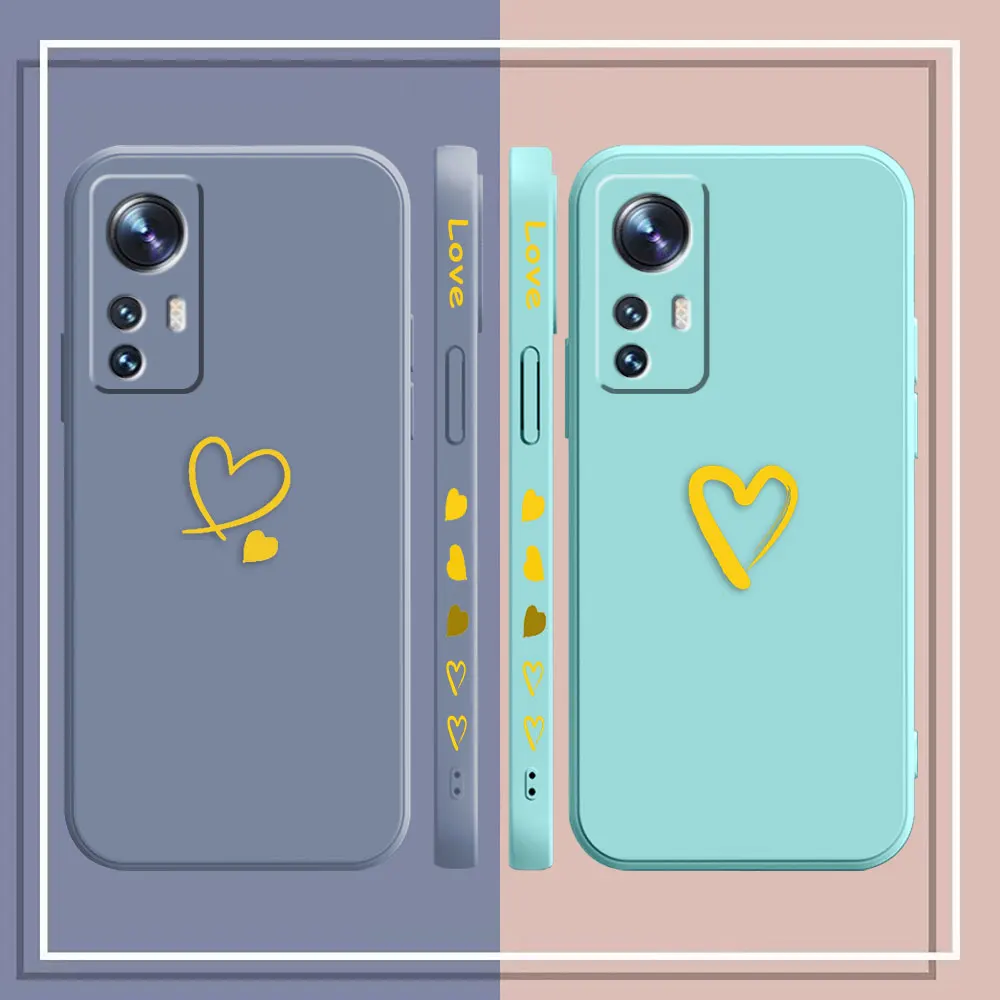 Phone Case For Xiaomi 13 12 12T 12S 11 11T 10S 9 8 Pro Ultra Lite Colour Case Cover Funda Cqoue Shell Capa Cute Love Heart Frame