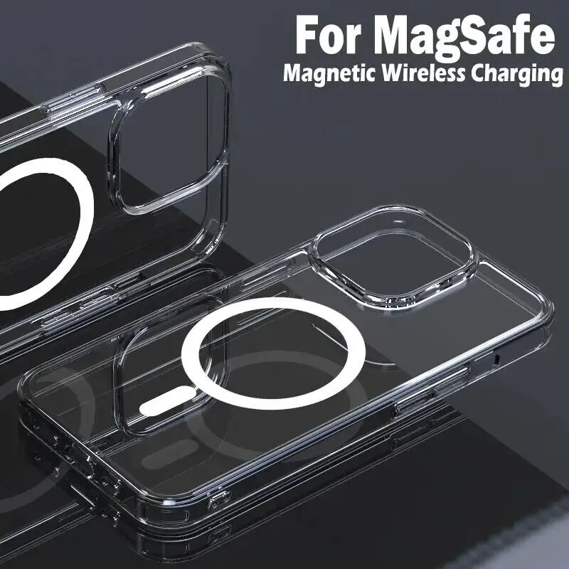 

20PCS Transparency Magsafe Magnetic Wireless Charging Animation Case For iPhone 14 13 12 11 Plus Mini Pro Max X XS XR 7 8 Cover