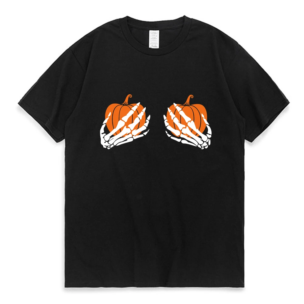

Halloween Pumpkin Print T Shirt for Men Women 2022 New Summer Fashion Oversized Cotton T-shirt Hip Hop Streetwear Short Sleeve