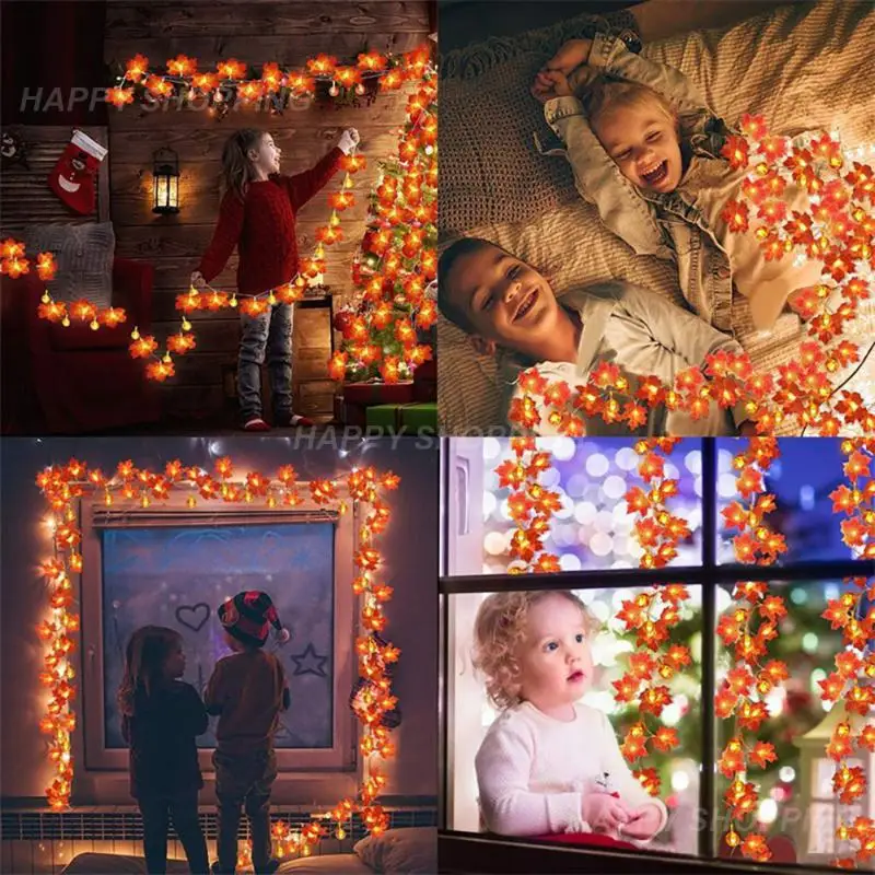 

Hot Halloween String Lights Decorative Lights Maple Pumpkin Holiday Festival Party Outdoor For Home Living Room Garden Led