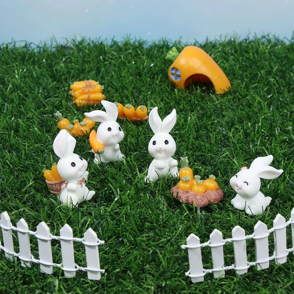 

Миниатюрный домик в виде моркови, статуэтка кролика из смолы, искусственное украшение для кукольного домика с мультяшными животными