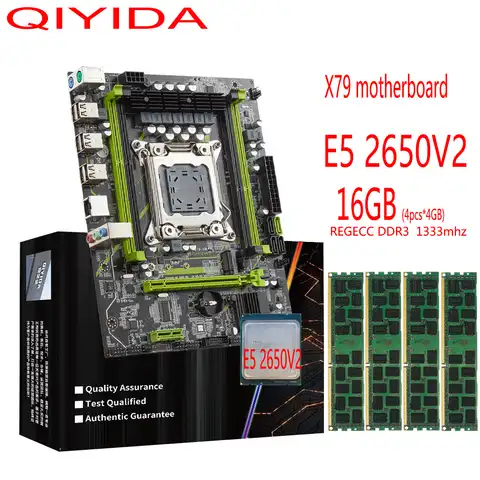 X79 набор материнских плат с LGA2011 Combos Xeon E5 2650 V2 CPU 4 шт. x 4 ГБ = 16 Гб памяти DDR3 RAM 1333Mhz PC3 10600R