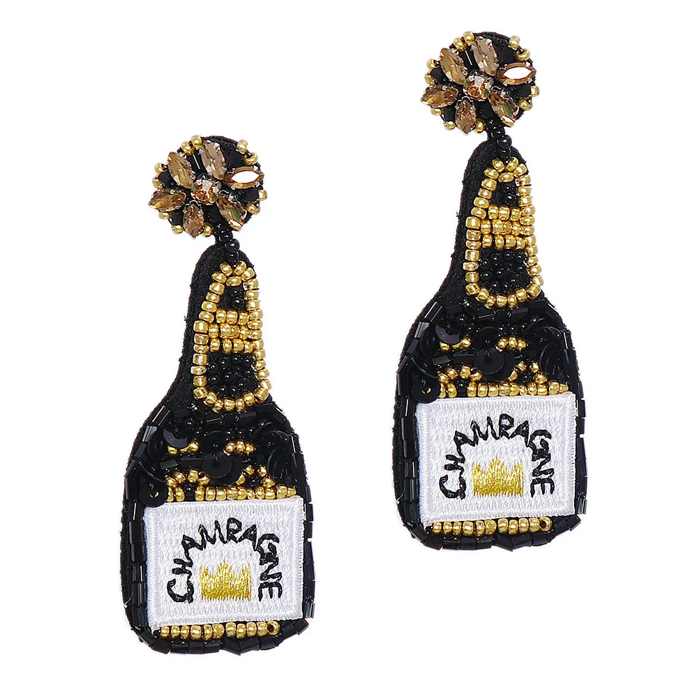 

1 Pair Retro Bottle Earrings Bead Sequins Jewelry for Teens Girls