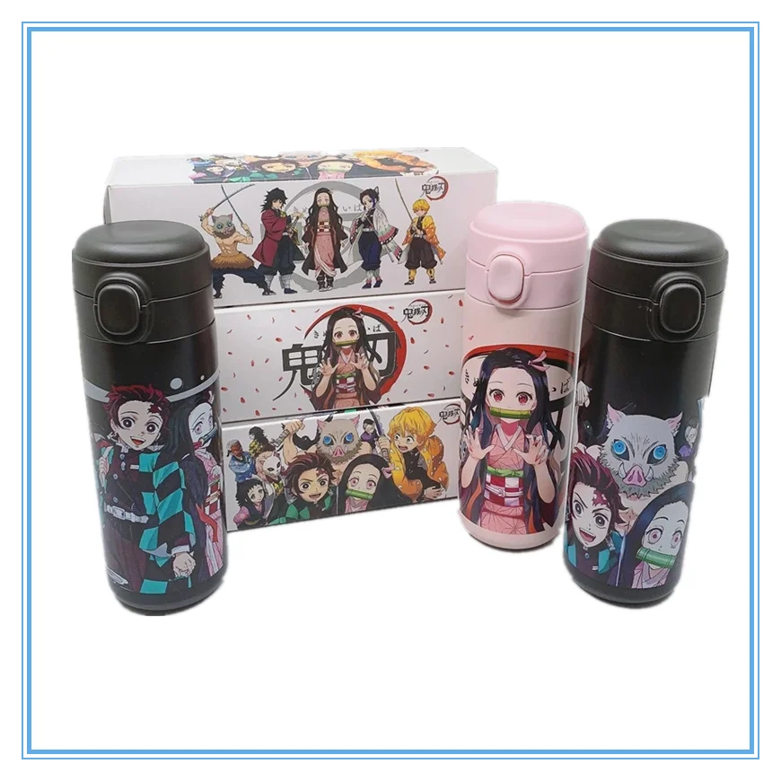 Demon Slayer Cute Water Bottle Thermos Cup Portable Kid Stai