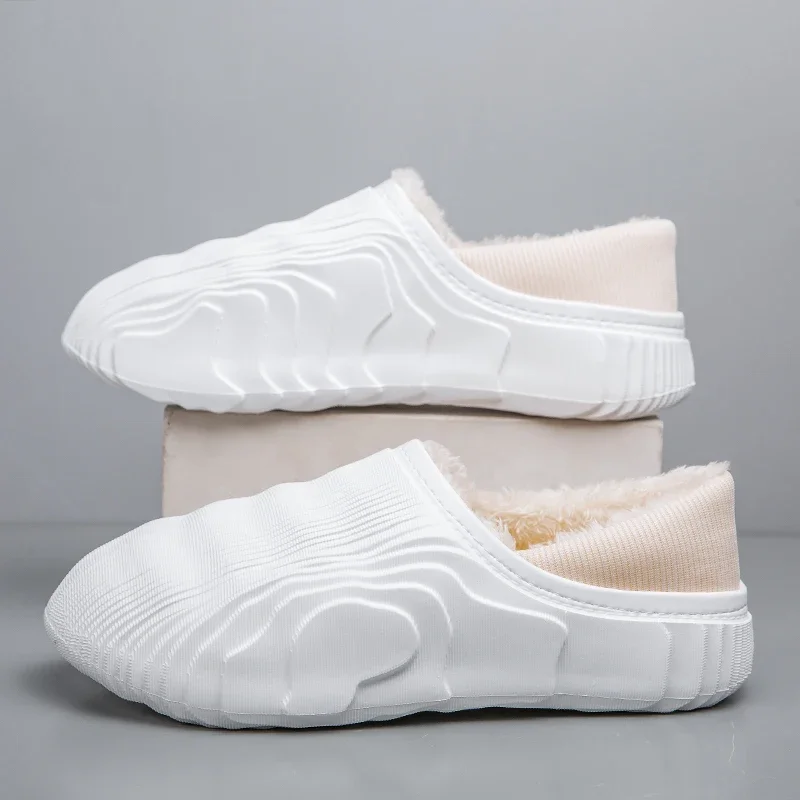 Зимние тапочки унисекс с волнистым мехом без застежки сохраняющие тепло