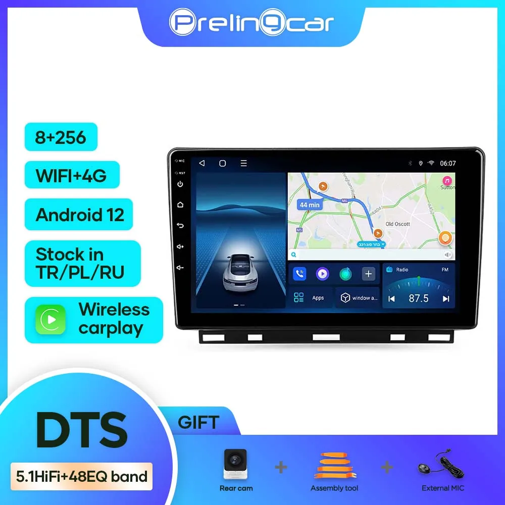 

Prelingcar 9-дюймовый Android 12,0 для Renault 2019 CLIO 5 автомобильный монитор плеер 8G + 128G Carplay RDS GPS Встроенный 2din радио без DVD DTS