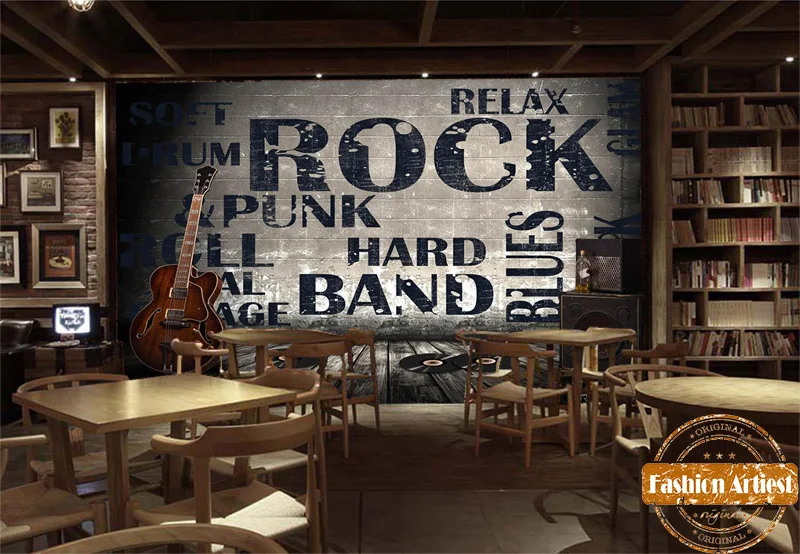 Custom Hi-fi Guitar Cd Wallpaper Mural 3d Music Wall Rock Roll Blues Band Jazz Tv Sofa Living Room Bedroom Cafe Bar Restaurant |