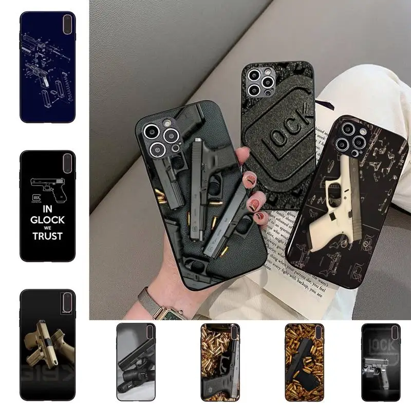 

Glock Handgun Phone Case For iPhone 11 8 7 6 6S Plus X XS MAX 5 5S SE 2020 XR 11 pro DIY capa