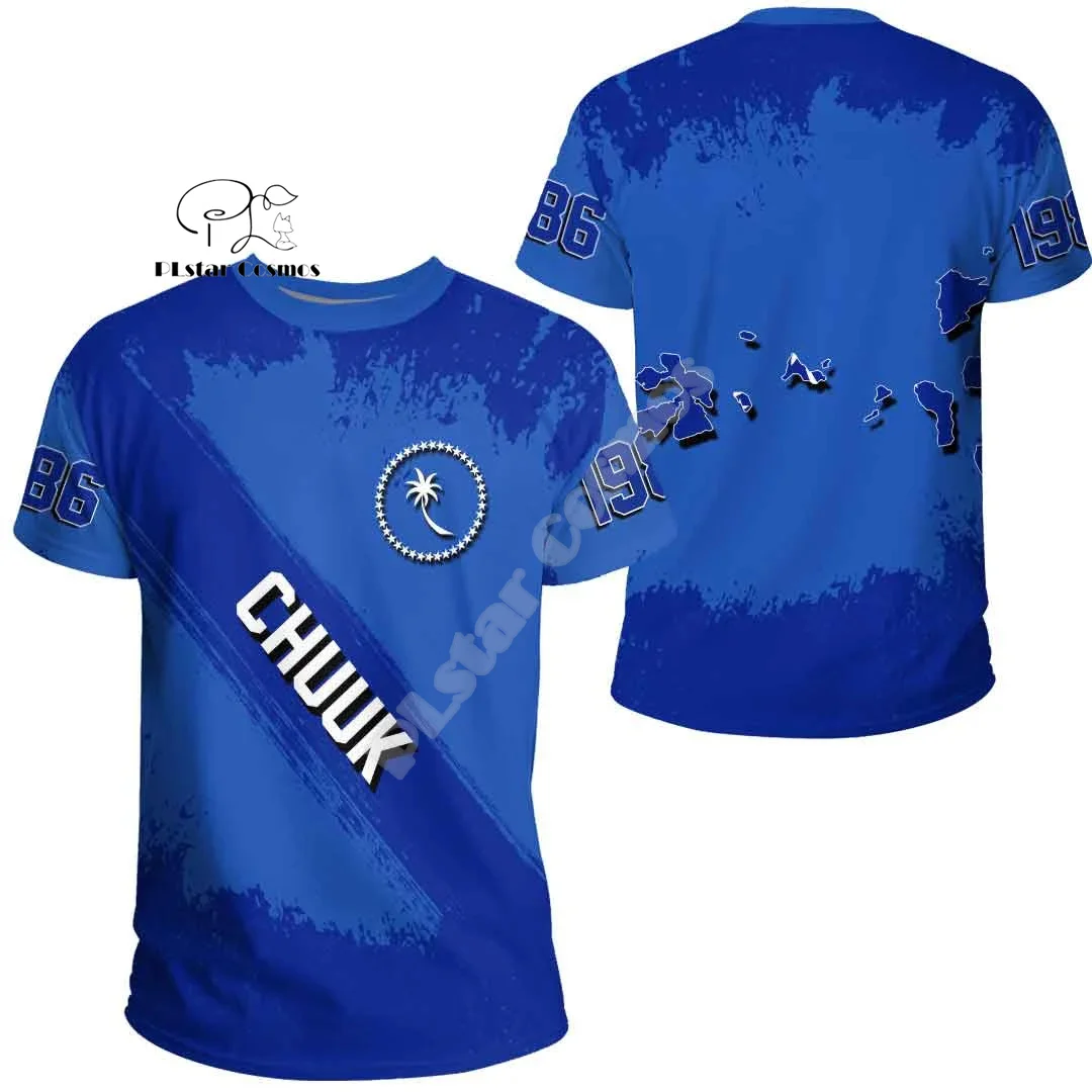 Chuuk Micronesian Island Country Flag Tattoo Culture Tribe Retro 3DPrint Summer Casual Funny Harajuku Short Sleeves T-Shirts A2