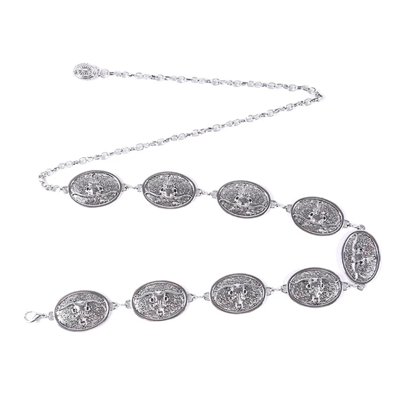 

Нежный ретро ремень с пряжкой в ​​виде головы быка, женский ремень для выпускного вечера, тонкий блестящий регулируемый ремень в