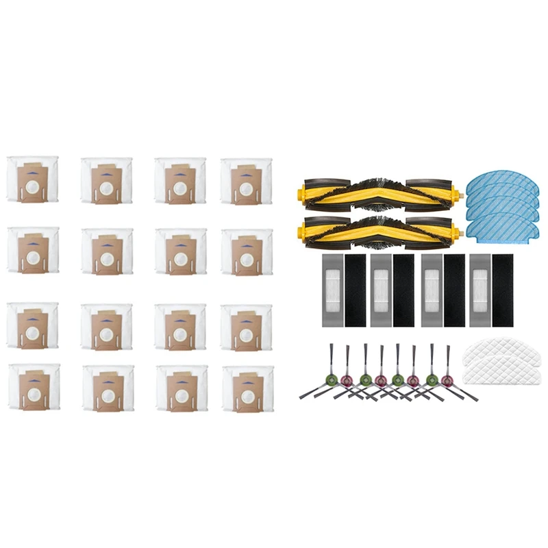 

Hepa Filter Main Brush Mop Cloth Rag With 16PCS High Capacity Leakproof Dust Bag For Ecovacs Deebot Ozmo T8
