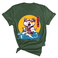 cool cat print t shirt for women summer fashion casual t shirts short sleeve creative personalized tops cotton y2k tops