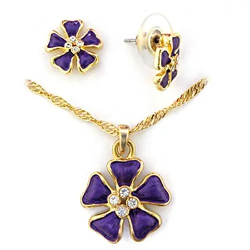 

LO269 - Gold White Metal Jewelry Sets with Top Grade Crystal in Clear