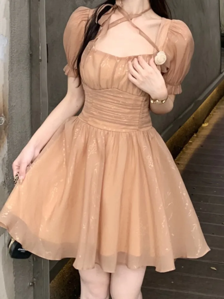 

Summer French Style Women Elegant Party Prom Dress New Female Fashion Bithday Chic Clothes Vestidos