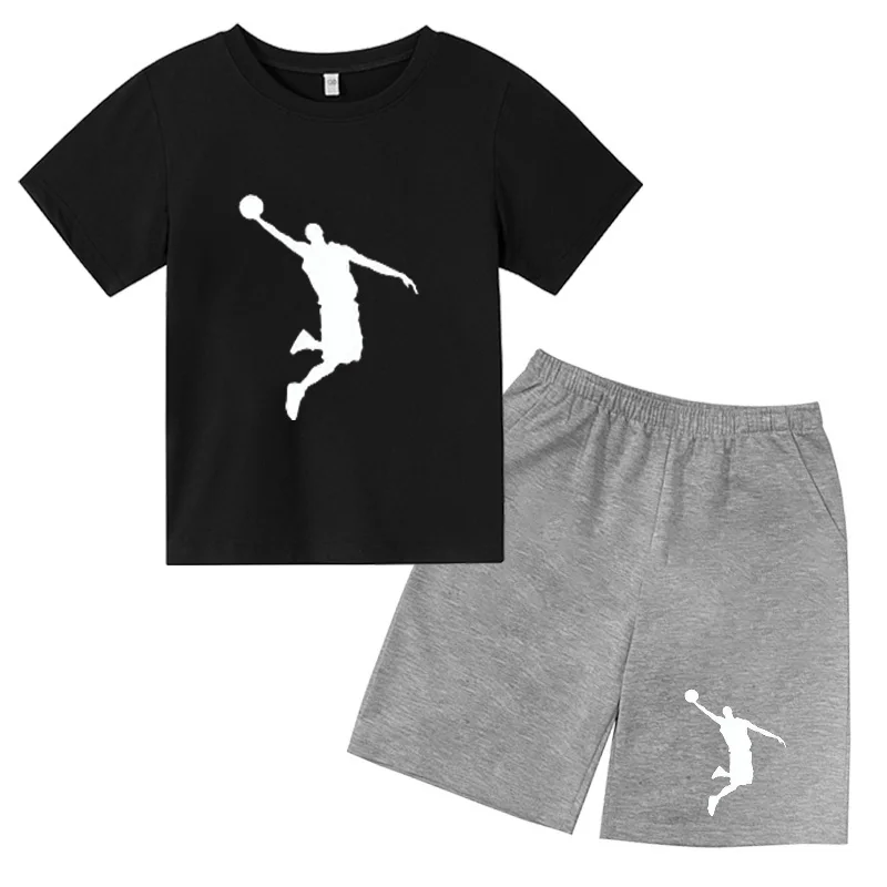 

Summer Leisure Sports Children's T-shirt Suit Short Sleeves + Shorts 2-piece Set of Children's Sportswear Simple Atmosphere Pure