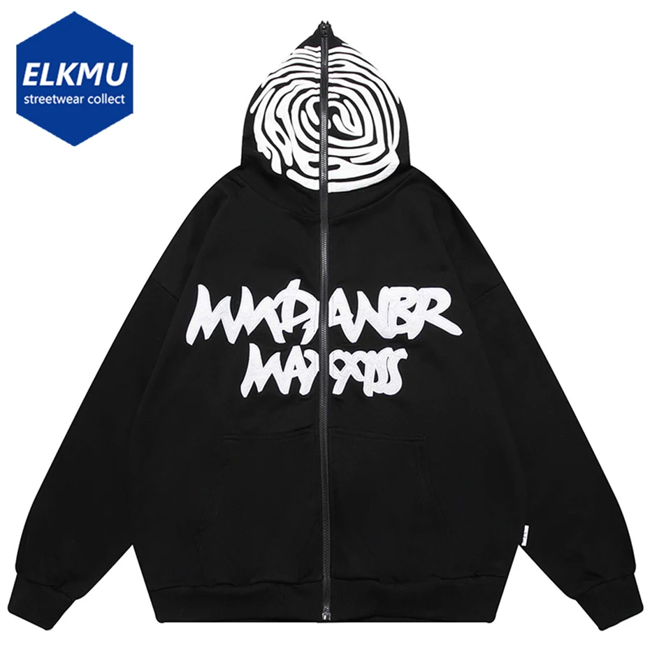

Hip Hop Sweatshirt Coat Y2K Harajuku Embroidery Letter Full Zip Up Hooded Hoodie Streetwear Men Fashion Punk Loose Jackets Pink