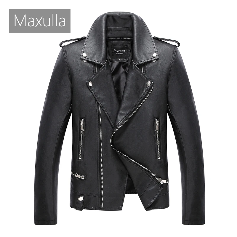 

Maxulla Men's PU Jacket Fashion Hip Hop Biker Leather Coats Male Causal Slim Fit Faux Leather Punk Motorcycle Jackets Clothing