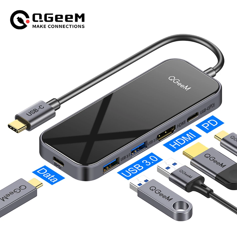 USB-хаб QGeeM для Macbook Pro разветвитель с разъемом USB 3 1 Type-C 0 HDMI PD адаптер iPad OTG зарядная