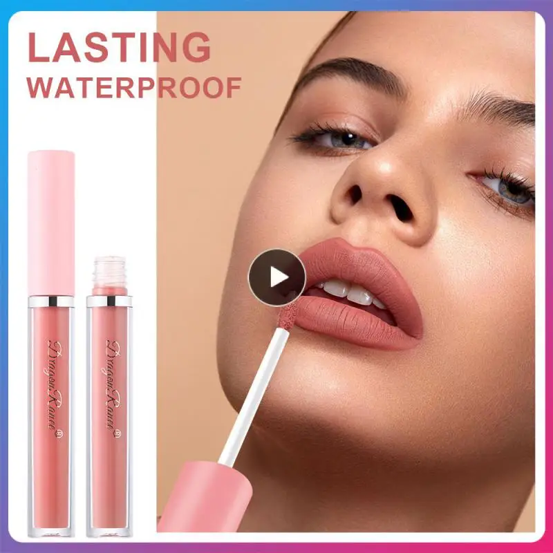 

Lipgloss Waterproof Non-stick Cup Lipstick Lip Glaze Soft Mist Lip Gloss Liquid Lipstick Red Lip Tint Cosmetics 12 Colors