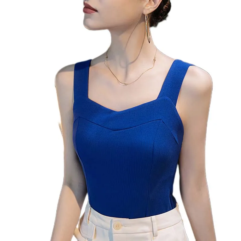 

Womens Camis Solid Color Female Slim Sleeveless Casual Vest Solid Color Crop Lower Cut Top For Ladies Fitness Vest Summer