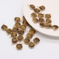 15pcs wholesale natural stones tiger eye stone irregular round faceted pendant necklace earrings jewelry making gift