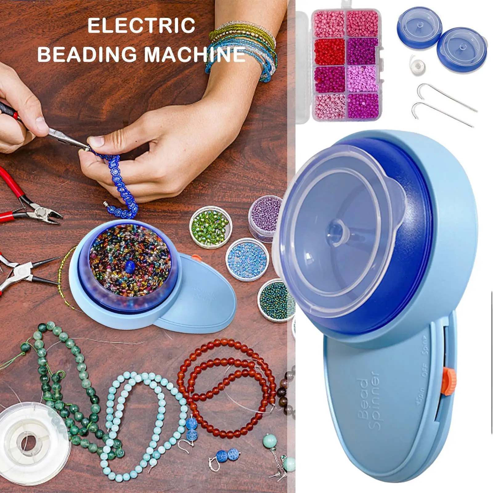 

Electric Beading Spinner Kit With Needles DIY Fast Beading Quickly Spin Beading Bowl For Necklace Bracelet Jewelry Making Supply
