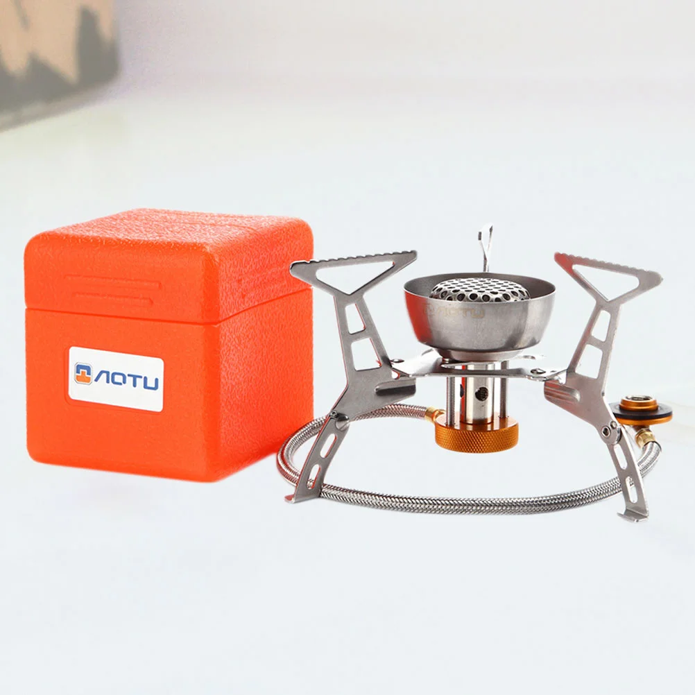 

Small Camping Gas Stove Stainless Steel Burning Stove Backpacking Stove Camping Cooking Low for Picnic Camp Hiking ( Silver )