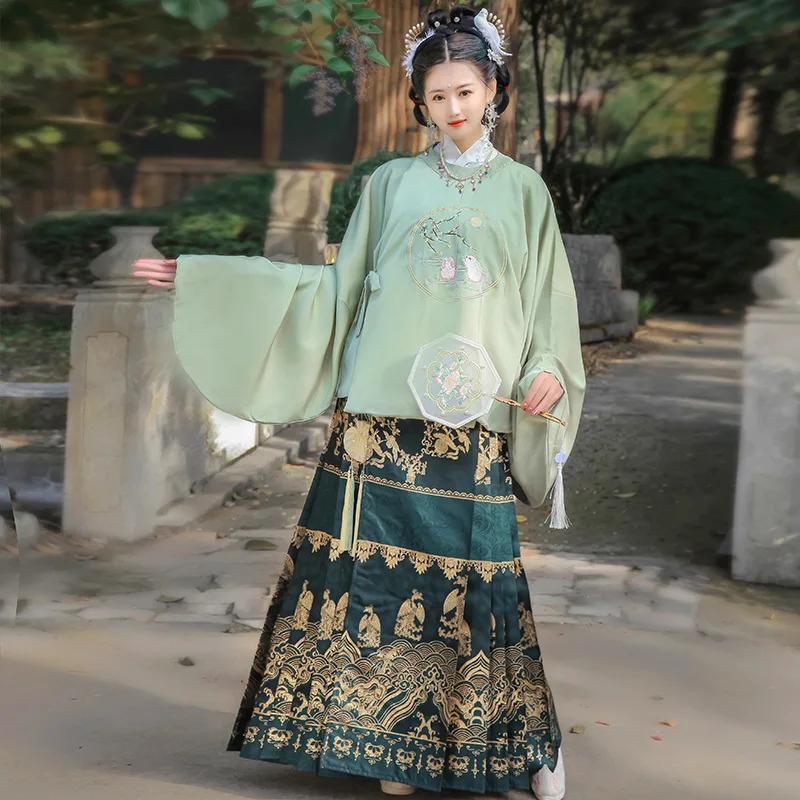 Оригинальный женский халат YF43 в китайском стиле ханьфу с круглым вырезом тканая
