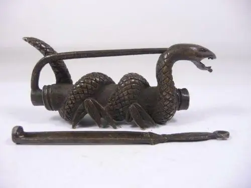 

Китайский винтажный медный замок и ключ в форме змеи ручной работы