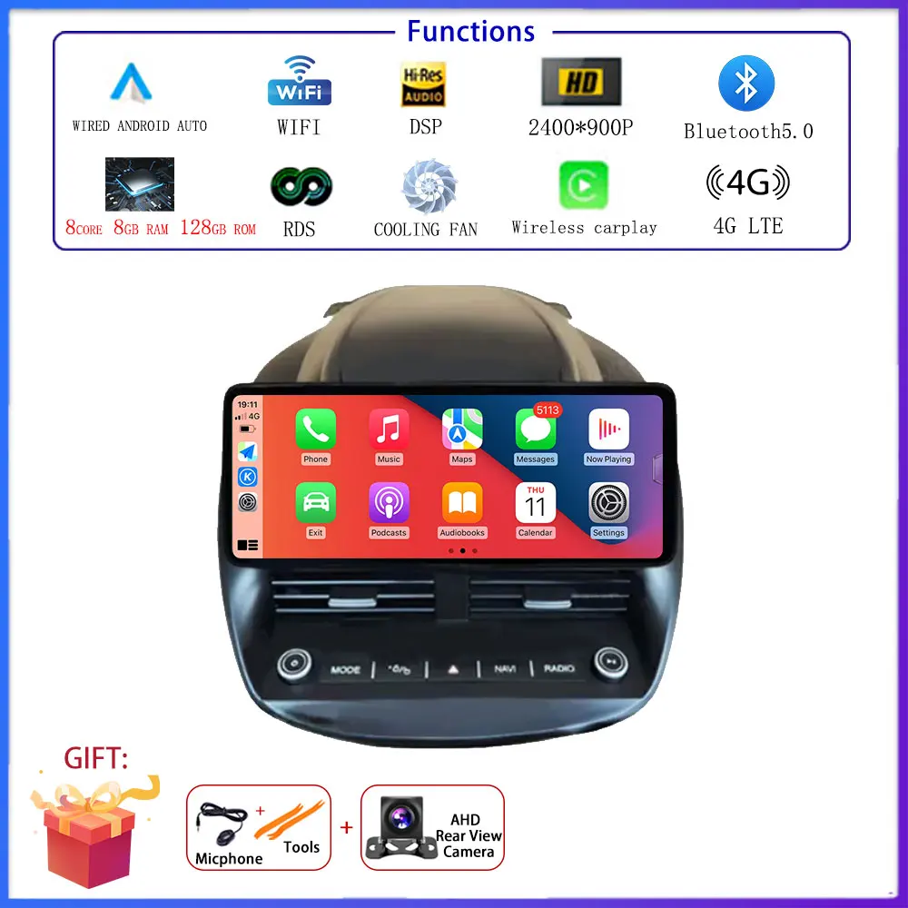 

Android 14 Автомобильный радиоприемник Мультимедийный плеер Беспроводной Carplay для Ford Kuga 2013-2018 HD Экран 4G + Wi-Fi BT GPS Навигация DSP Стерео