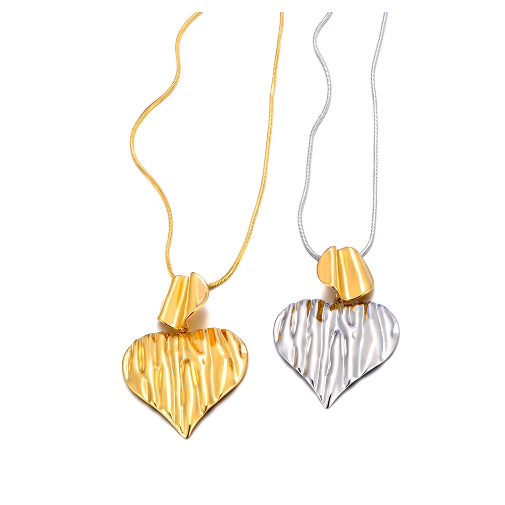 Lokaer Ожерелье С Подвеской В Форме Сердца Для Женщин Текстура Металла Из