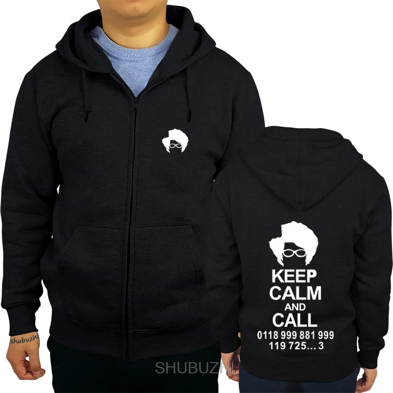 

Мужская Флисовая Толстовка с капюшоном, на молнии, с надписью Keep Calm and Call