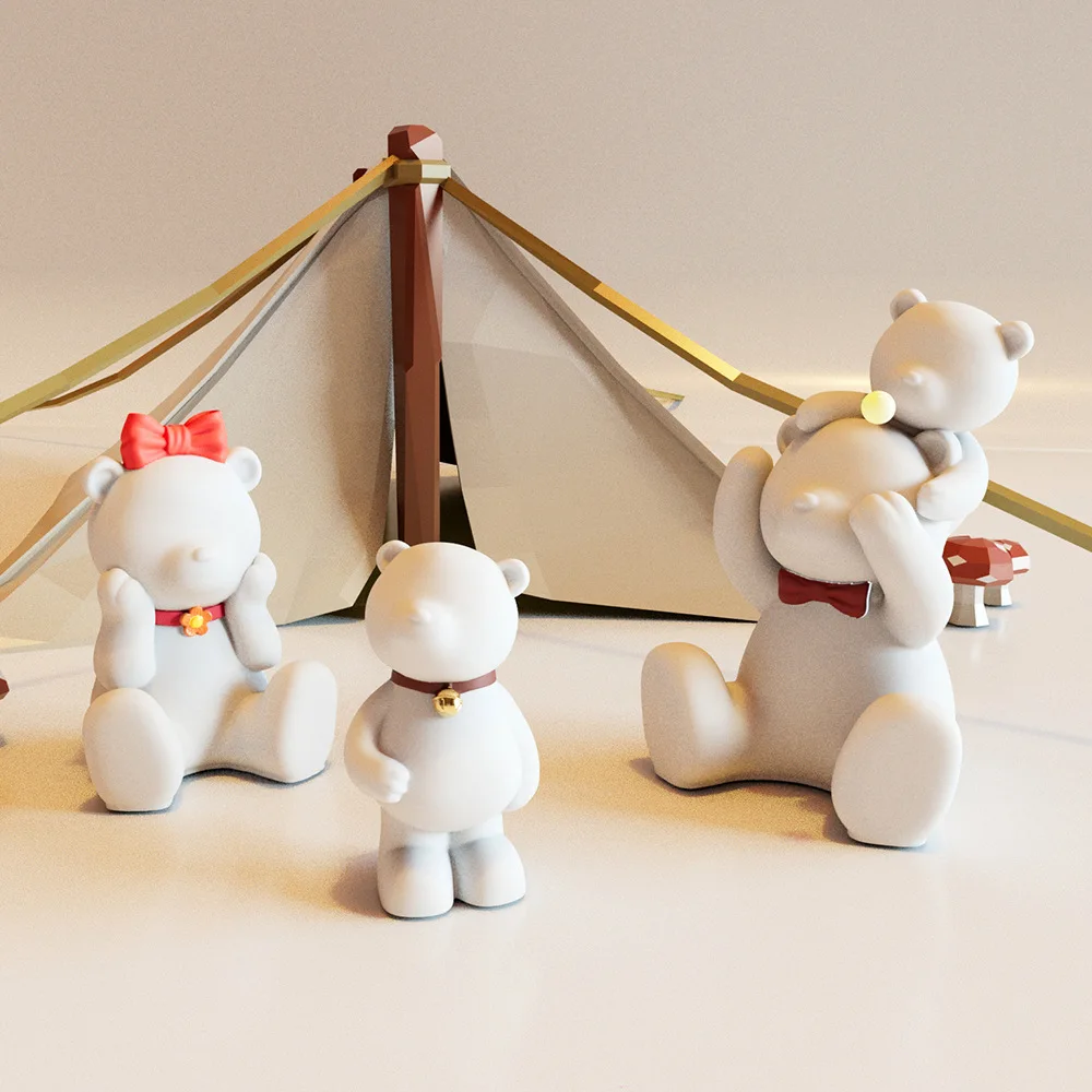DIY Handmade 3D Bear Candle Silicone Mold Daddy Mama Aromatherapy Gypsum Ornaments For Resin Making