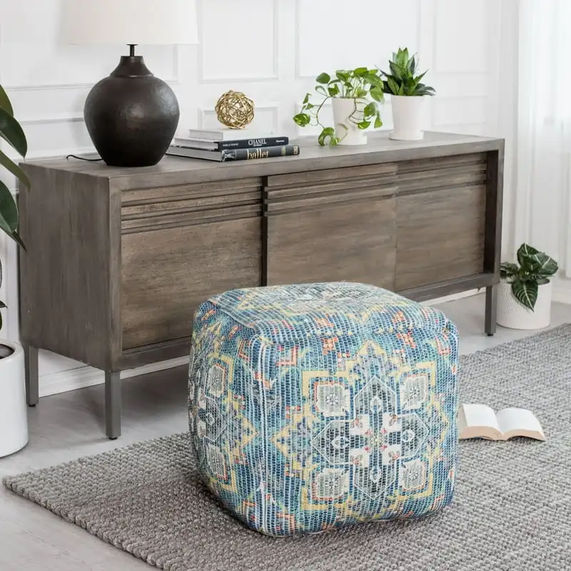 

Floral Woven Pouf