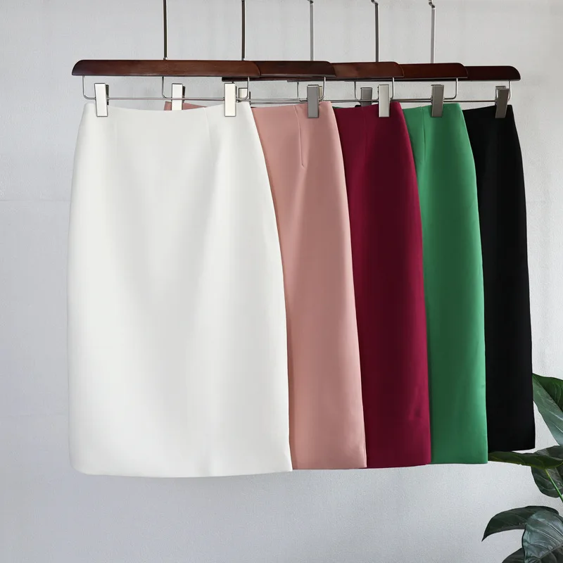 Suit skirt female 2022 spring and summer new fashion simple solid color high waist straight mid-length tooling package hip skirt