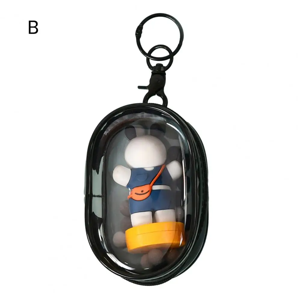 

Transparent Display Case Waterproof Pvc Zipper Dustproof Portable Storage Bag Organizer Case for Figure Display with Keychain