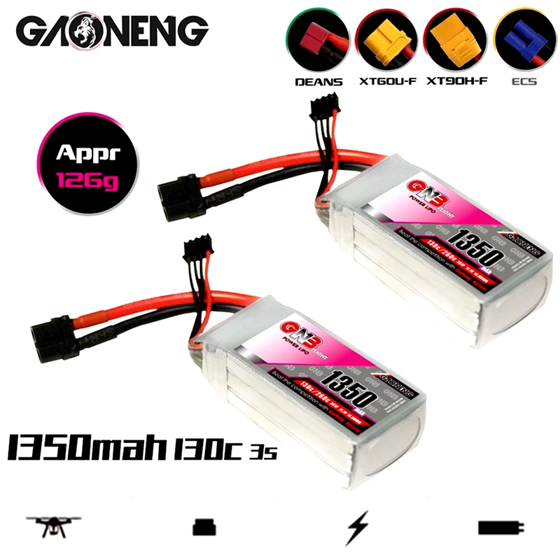 

GNB 11.1V 1350mAh 130C/260C Lipo Battery For RC Helicopter Quadcopter FPV Racing Drone parts With XT30 XT60 3S 11.1V Battery