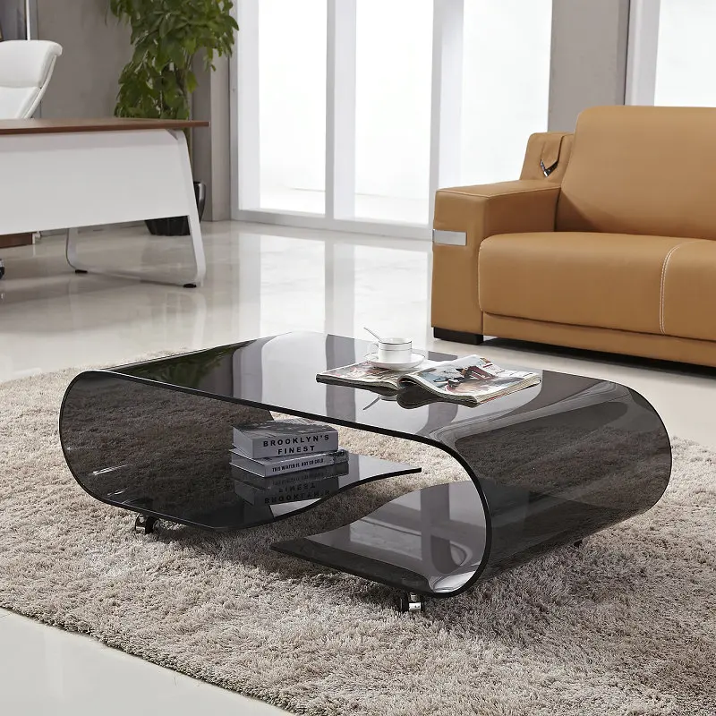 

Mobile fashion glass tea table simple tea table creative simplicity modern wheeled small table living room office furniture