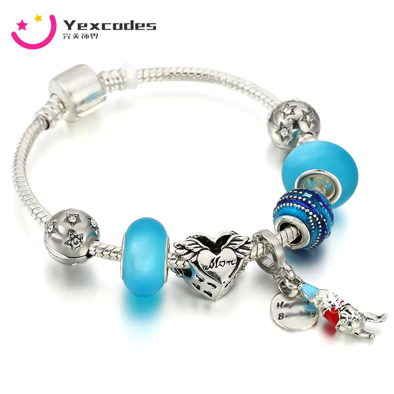 

New Cute Cartoon Pendant Silver Plated Snake Bone Chain Wrist Bracelet Angel Mother's Day Birthday Anniversary Women's Bracelet