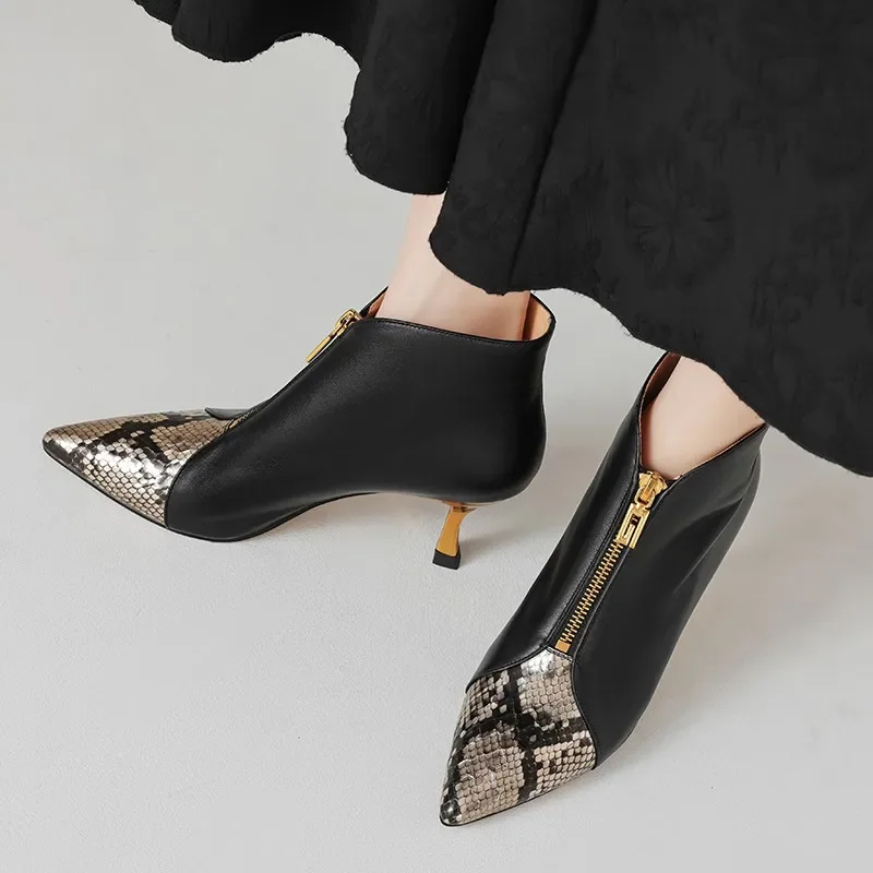 Женские ботильоны с острым носком повседневные удобные из искусственной кожи на