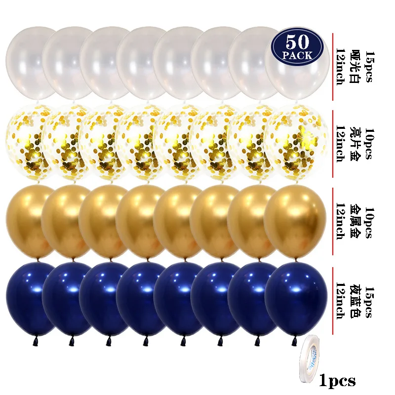 

50Pcs Black Gold Balloon Anniversary Birthday Party Balloons Set Latex Confetti Balloons Globos Adult Birthday Decoration