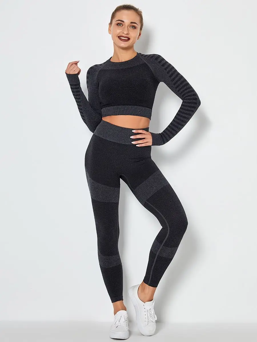 Комплект Спортивный Женский бесшовный с высокой талией пуш-ап |