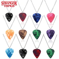 stranger things season 4 hellfire club eddie munson guitar pick acrylic pendant necklace for men cosplay prop jewelry accessory