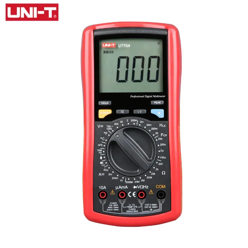 

UNI-T UT70A 3 1/2 LCD Digital Multimeter Volt Amp Ohm Temp Capacitance Inductance Meter Backlight