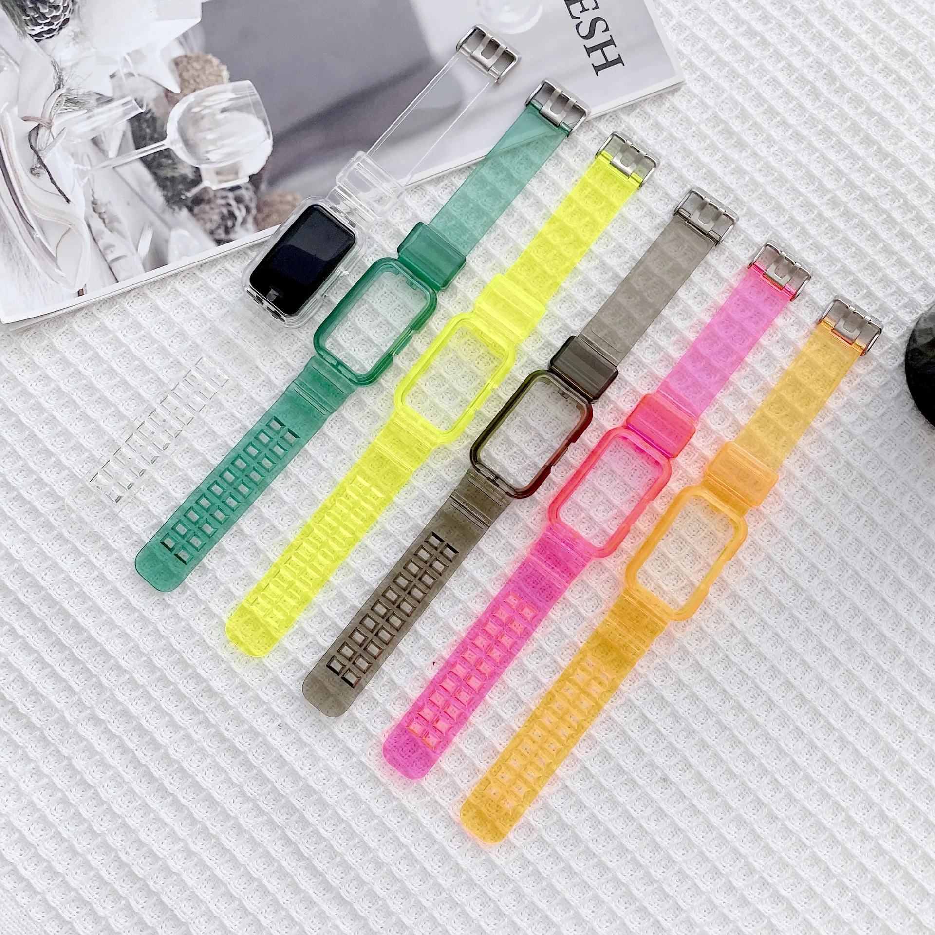 Silicone Strap+Case For Huawei Honor band 6 Transparent watchband Sport Replacement Bracelet for Honor band 6 Protector Case