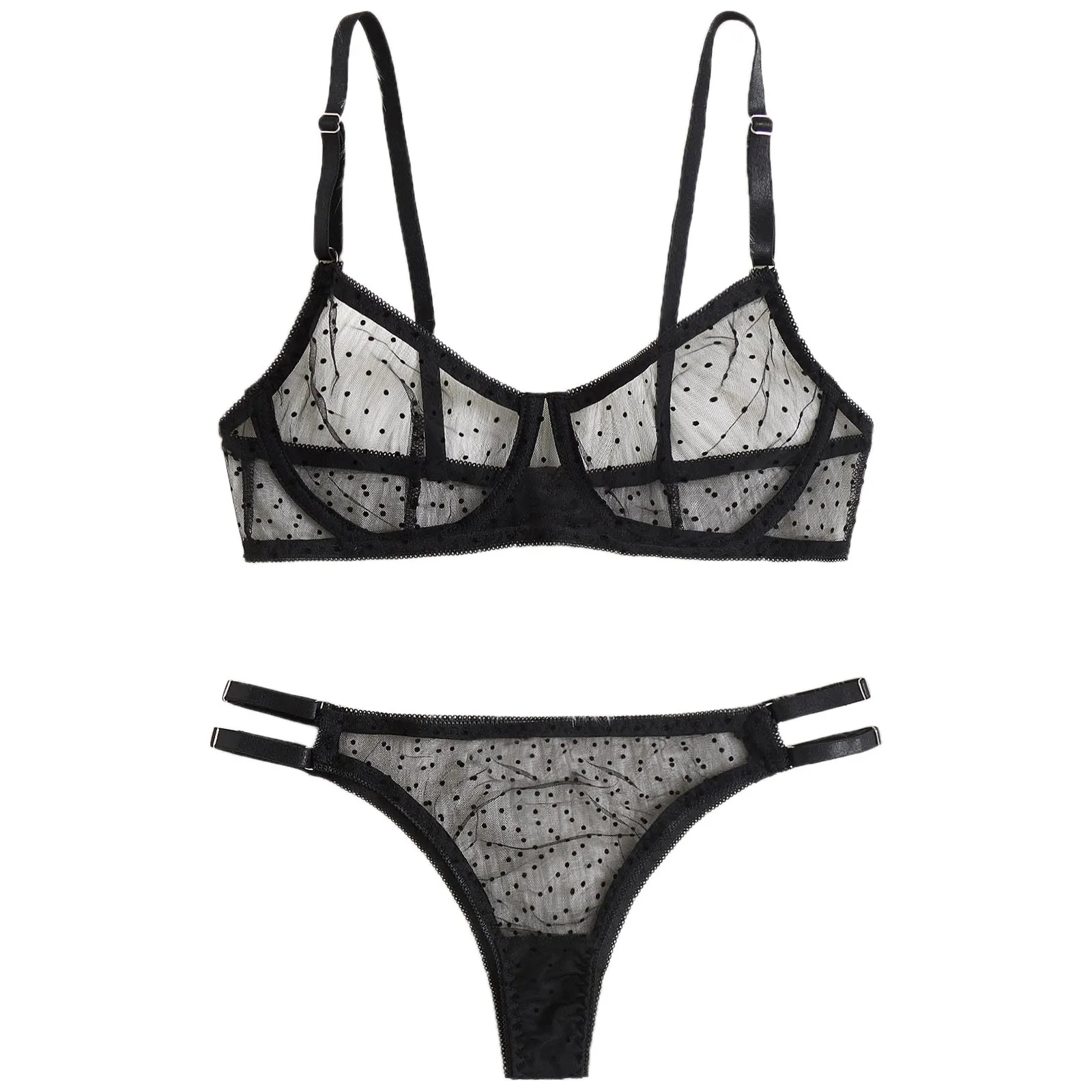 Кружевной бюстгальтер и трусики из полиэстера