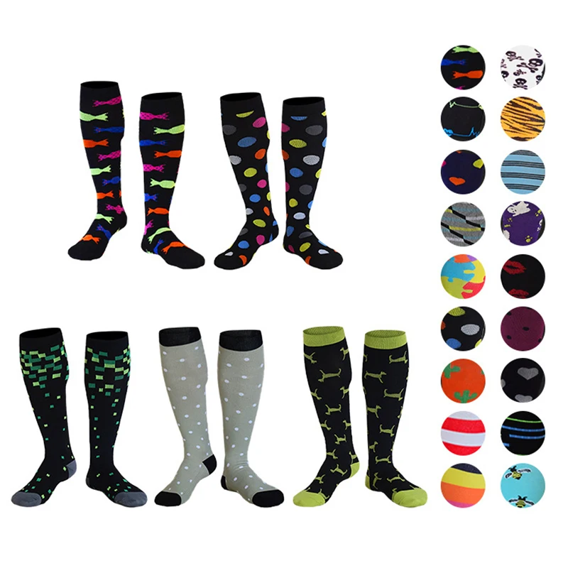 

Men's Women's Colorful Compression Stockings (10-25mmHg) Knee Length Socks - Best for Sport Relief Running Traveling Cycling
