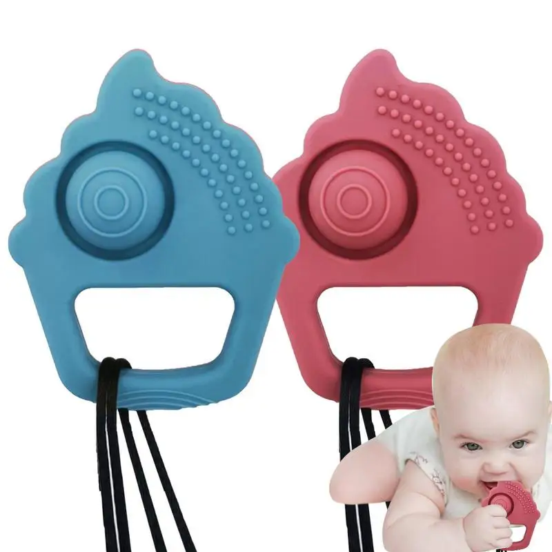 

Silicone Teething Toys 2pcs Silicone Soft Teether Toy With Lanyard Ice Cream Shape Teether BPA Free Anti-Drop Bite Resistant For