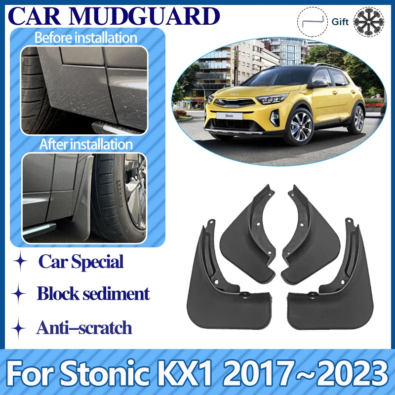

Брызговики для Kia Stonic KX1 2017 ~ 2023 грязезащитное крыло автомобиля, передние и задние колеса, брызговики, комплект автоаксессуаров 4X