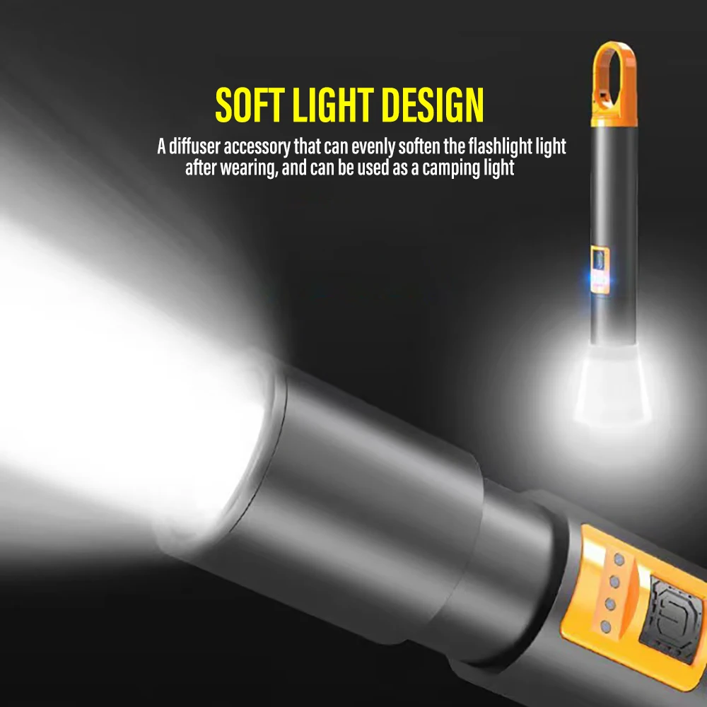 

D2 High Power LED Flashlight 2000m Long Lighting Distance Spotlight Rechargeable Zoom Torch Work Light Camping Fishing Lantern